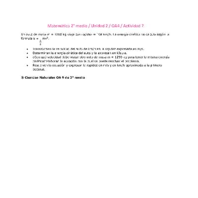 Matemática 2 medio-Unidad 2-OA4-Actividad 7 Matemática 2 medio-Unidad 2-OA4-Actividad 7