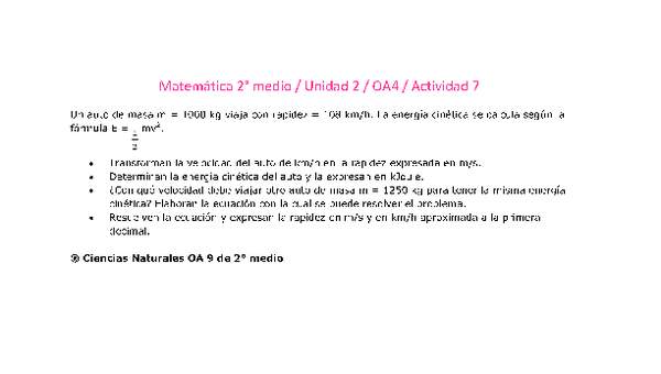 Matemática 2 medio-Unidad 2-OA4-Actividad 7 Matemática 2 medio-Unidad 2-OA4-Actividad 7