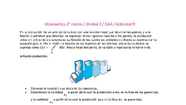 Matemática 2 medio-Unidad 2-OA4-Actividad 9 Matemática 2 medio-Unidad 2-OA4-Actividad 9