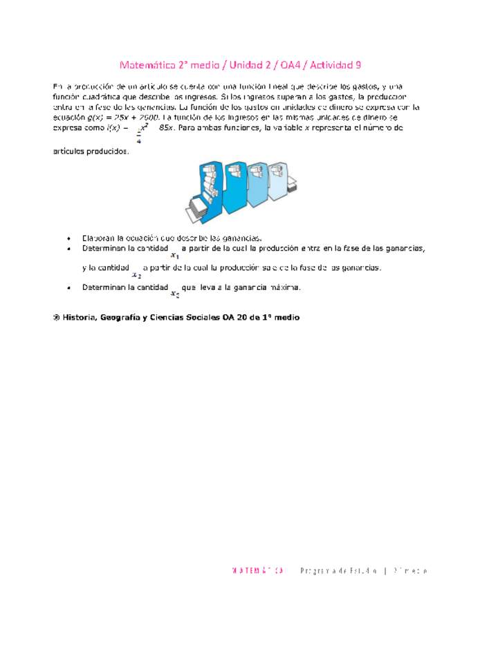 Matemática 2 medio-Unidad 2-OA4-Actividad 9 Matemática 2 medio-Unidad 2-OA4-Actividad 9