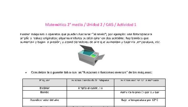 Matemática 2 medio-Unidad 2-OA5-Actividad 1 Matemática 2 medio-Unidad 2-OA5-Actividad 1