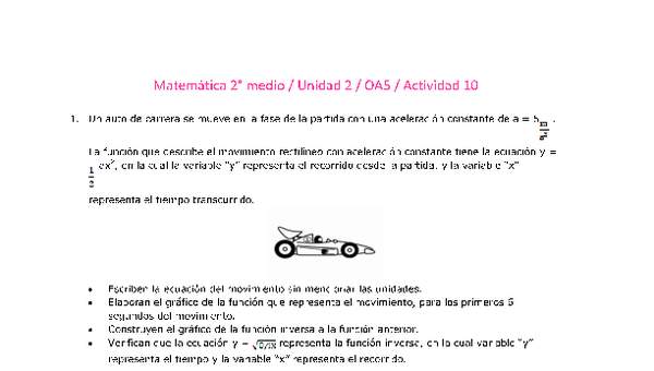 Matemática 2 medio-Unidad 2-OA5-Actividad 10 Matemática 2 medio-Unidad 2-OA5-Actividad 10