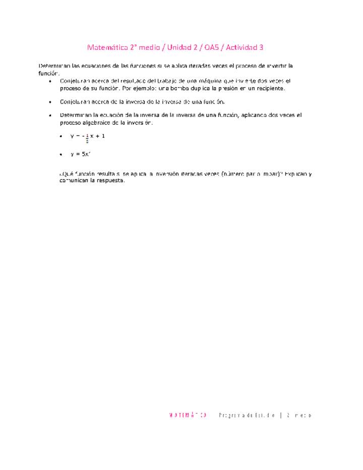 Matemática 2 medio-Unidad 2-OA5-Actividad 3 Matemática 2 medio-Unidad 2-OA5-Actividad 3