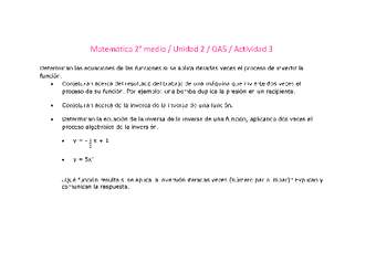 Matemática 2 medio-Unidad 2-OA5-Actividad 3 Matemática 2 medio-Unidad 2-OA5-Actividad 3
