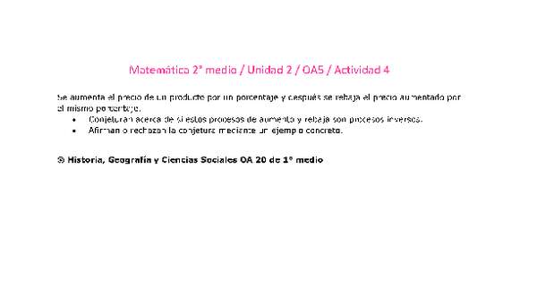Matemática 2 medio-Unidad 2-OA5-Actividad 4 Matemática 2 medio-Unidad 2-OA5-Actividad 4