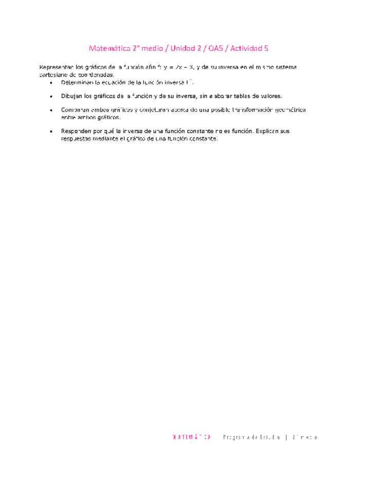 Matemática 2 medio-Unidad 2-OA5-Actividad 5 Matemática 2 medio-Unidad 2-OA5-Actividad 5