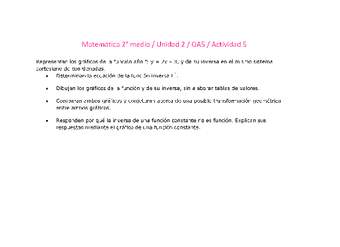 Matemática 2 medio-Unidad 2-OA5-Actividad 5 Matemática 2 medio-Unidad 2-OA5-Actividad 5
