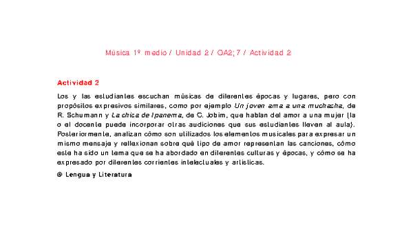 Artes Musicales 1 medio-Unidad 2-OA2;7-Actividad 2 Artes Musicales 1 medio-Unidad 2-OA2;7-Actividad 2