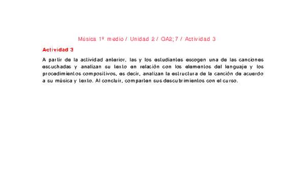 Artes Musicales 1 medio-Unidad 2-OA2;7-Actividad 3 Artes Musicales 1 medio-Unidad 2-OA2;7-Actividad 3
