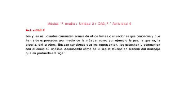 Artes Musicales 1 medio-Unidad 2-OA2;7-Actividad 4 Artes Musicales 1 medio-Unidad 2-OA2;7-Actividad 4