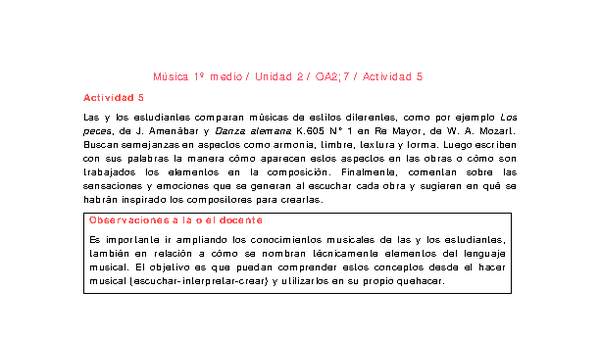 Artes Musicales 1 medio-Unidad 2-OA2;7-Actividad 5 Artes Musicales 1 medio-Unidad 2-OA2;7-Actividad 5
