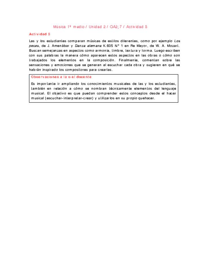 Artes Musicales 1 medio-Unidad 2-OA2;7-Actividad 5 Artes Musicales 1 medio-Unidad 2-OA2;7-Actividad 5