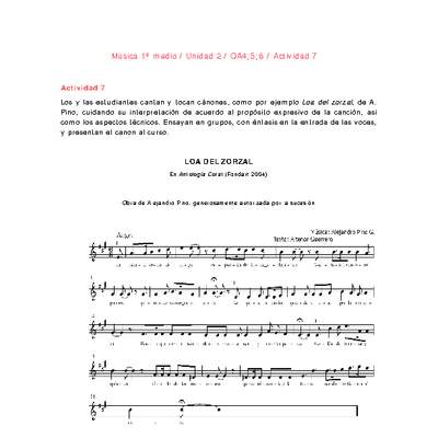 Artes Musicales 1 medio-Unidad 2-OA4;5;6-Actividad 7 Artes Musicales 1 medio-Unidad 2-OA4;5;6-Actividad 7