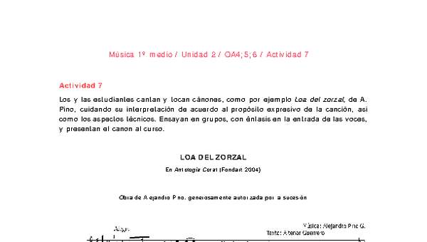 Artes Musicales 1 medio-Unidad 2-OA4;5;6-Actividad 7 Artes Musicales 1 medio-Unidad 2-OA4;5;6-Actividad 7