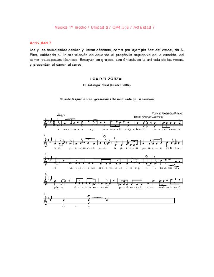 Artes Musicales 1 medio-Unidad 2-OA4;5;6-Actividad 7 Artes Musicales 1 medio-Unidad 2-OA4;5;6-Actividad 7