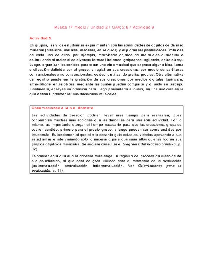 Artes Musicales 1 medio-Unidad 2-OA4;5;6-Actividad 9 Artes Musicales 1 medio-Unidad 2-OA4;5;6-Actividad 9