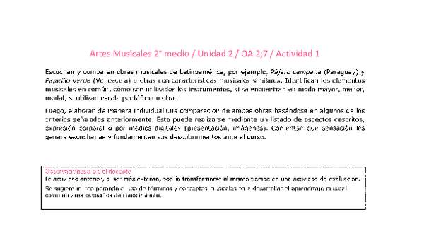 Artes Musicales 2 medio-Unidad 2-OA2;7-Actividad 1 Artes Musicales 2 medio-Unidad 2-OA2;7-Actividad 1