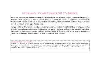 Artes Musicales 2 medio-Unidad 2-OA2;7-Actividad 1 Artes Musicales 2 medio-Unidad 2-OA2;7-Actividad 1