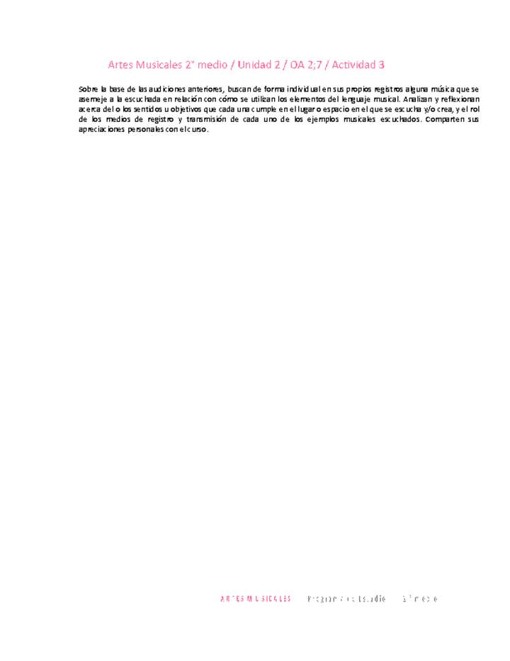 Artes Musicales 2 medio-Unidad 2-OA2;7-Actividad 3 Artes Musicales 2 medio-Unidad 2-OA2;7-Actividad 3