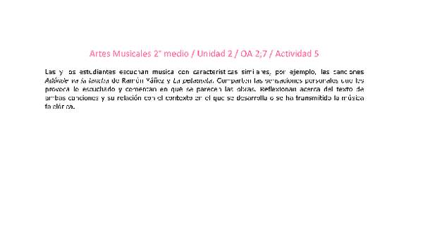 Artes Musicales 2 medio-Unidad 2-OA2;7-Actividad 5 Artes Musicales 2 medio-Unidad 2-OA2;7-Actividad 5
