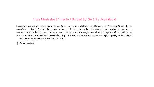 Artes Musicales 2 medio-Unidad 2-OA2;7-Actividad 6 Artes Musicales 2 medio-Unidad 2-OA2;7-Actividad 6