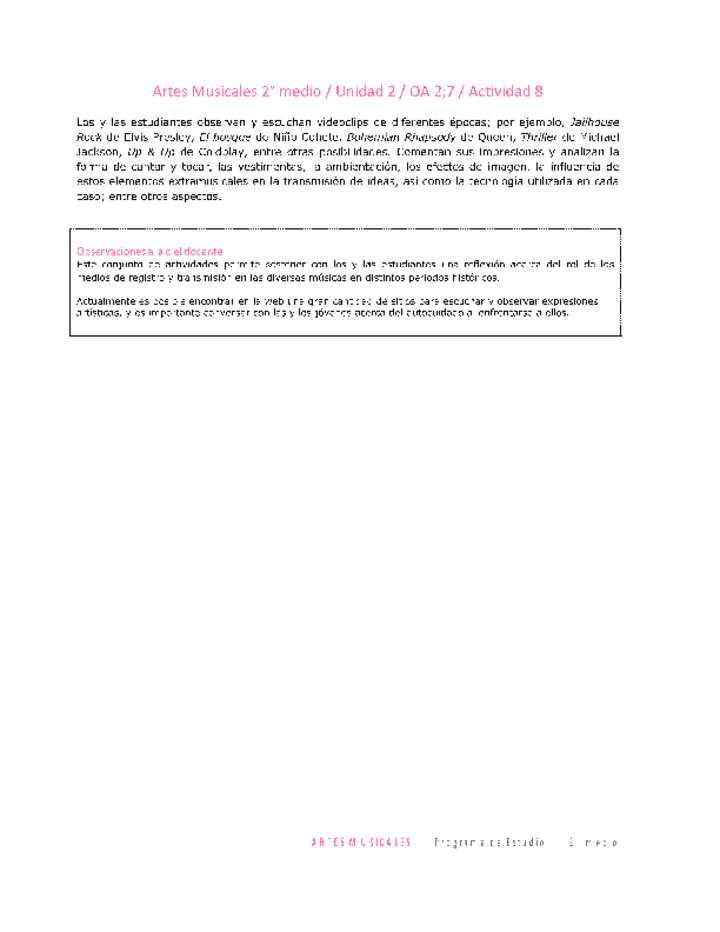 Artes Musicales 2 medio-Unidad 2-OA2;7-Actividad 8 Artes Musicales 2 medio-Unidad 2-OA2;7-Actividad 8