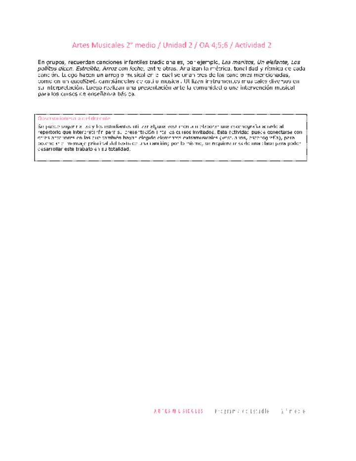 Artes Musicales 2 medio-Unidad 2-OA4;5;6-Actividad 2 Artes Musicales 2 medio-Unidad 2-OA4;5;6-Actividad 2