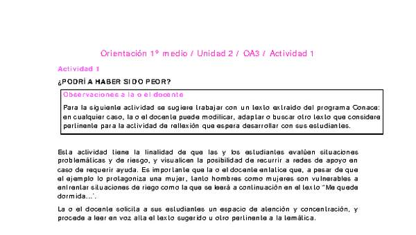Orientación 1 medio-Unidad 2-OA3-Actividad 1 Orientación 1 medio-Unidad 2-OA3-Actividad 1
