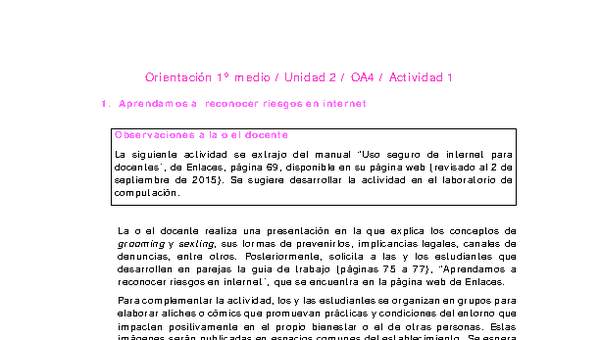 Orientación 1 medio-Unidad 2-OA4-Actividad 1 Orientación 1 medio-Unidad 2-OA4-Actividad 1