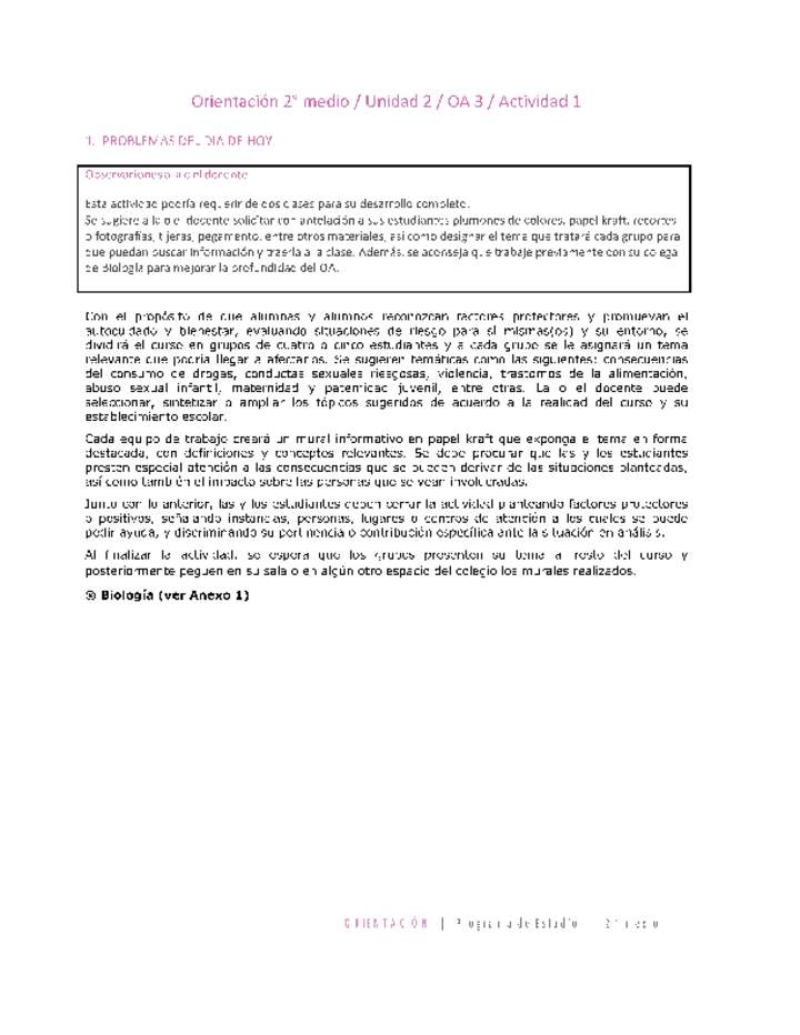 Orientación 2 medio-Unidad 2-OA3-Actividad 1 Orientación 2 medio-Unidad 2-OA3-Actividad 1