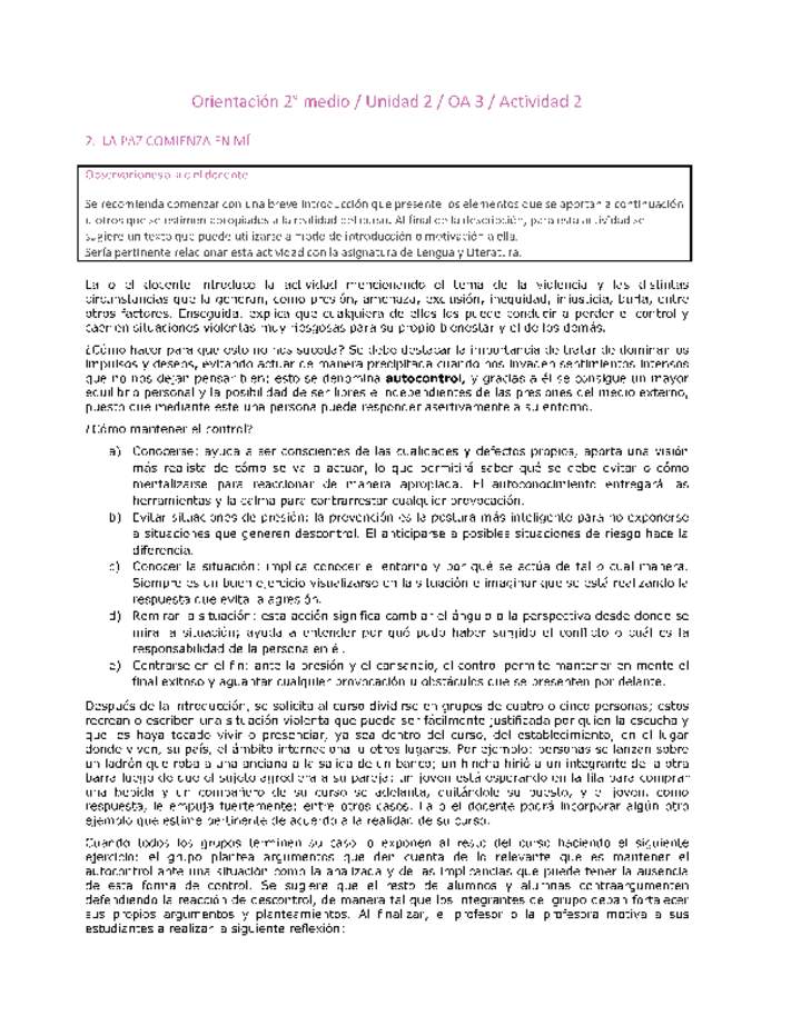 Orientación 2 medio-Unidad 2-OA3-Actividad 2 Orientación 2 medio-Unidad 2-OA3-Actividad 2