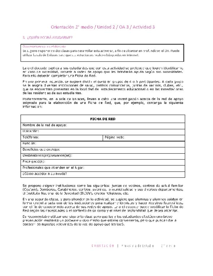 Orientación 2 medio-Unidad 2-OA3-Actividad 3 Orientación 2 medio-Unidad 2-OA3-Actividad 3