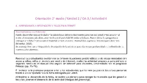 Orientación 2 medio-Unidad 2-OA3-Actividad 4 Orientación 2 medio-Unidad 2-OA3-Actividad 4