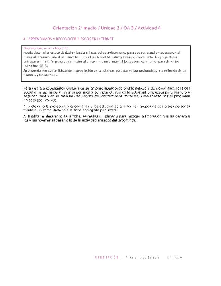 Orientación 2 medio-Unidad 2-OA3-Actividad 4 Orientación 2 medio-Unidad 2-OA3-Actividad 4