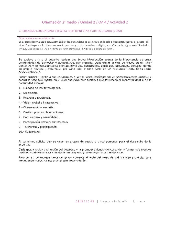 Orientación 2 medio-Unidad 2-OA4-Actividad 2 Orientación 2 medio-Unidad 2-OA4-Actividad 2