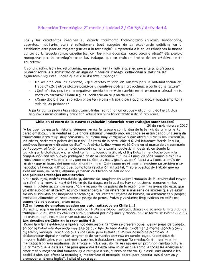 EduTec 2 medio-Unidad 2-OA5;6-Actividad 4 EduTec 2 medio-Unidad 2-OA5;6-Actividad 4