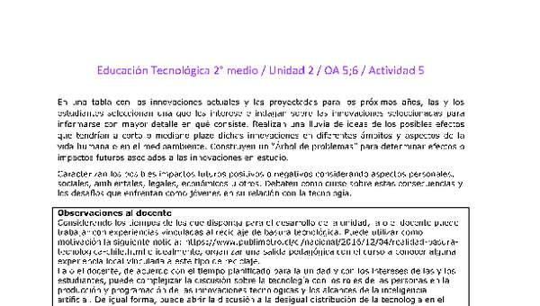 EduTec 2 medio-Unidad 2-OA5;6-Actividad 5 EduTec 2 medio-Unidad 2-OA5;6-Actividad 5