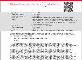 Decreto N° 67 Evaluación (tramitado 28 dic 2018) Decreto N° 67 Evaluación (tramitado 28 dic 2018)