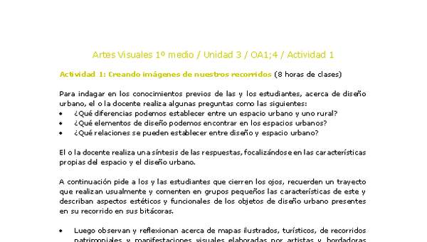 Artes Visuales 1 medio-Unidad 3-OA1;4-Actividad 1 Artes Visuales 1 medio-Unidad 3-OA1;4-Actividad 1
