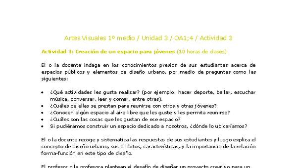 Artes Visuales 1 medio-Unidad 3-OA1;4-Actividad 3 Artes Visuales 1 medio-Unidad 3-OA1;4-Actividad 3