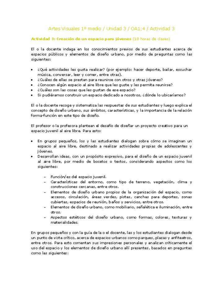 Artes Visuales 1 medio-Unidad 3-OA1;4-Actividad 3 Artes Visuales 1 medio-Unidad 3-OA1;4-Actividad 3