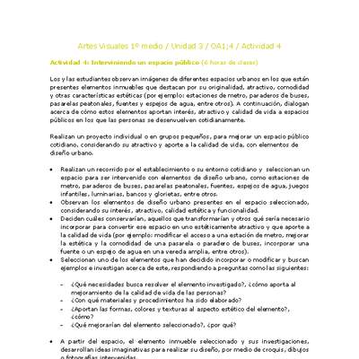 Artes Visuales 1 medio-Unidad 3-OA1;4-Actividad 4 Artes Visuales 1 medio-Unidad 3-OA1;4-Actividad 4