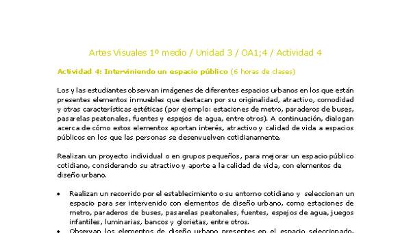Artes Visuales 1 medio-Unidad 3-OA1;4-Actividad 4 Artes Visuales 1 medio-Unidad 3-OA1;4-Actividad 4