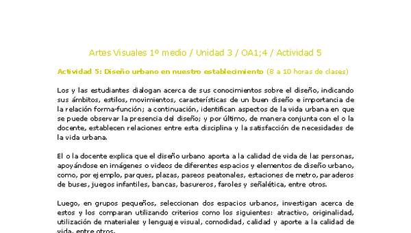 Artes Visuales 1 medio-Unidad 3-OA1;4-Actividad 5 Artes Visuales 1 medio-Unidad 3-OA1;4-Actividad 5