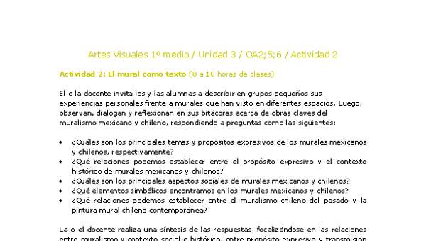 Artes Visuales 1 medio-Unidad 3-OA2;5;6-Actividad 2 Artes Visuales 1 medio-Unidad 3-OA2;5;6-Actividad 2