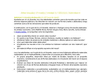 Artes Visuales 1 medio-Unidad 3-OA2;5;6-Actividad 4 Artes Visuales 1 medio-Unidad 3-OA2;5;6-Actividad 4