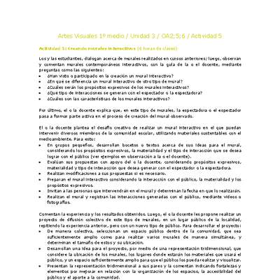 Artes Visuales 1 medio-Unidad 3-OA2;5;6-Actividad 5 Artes Visuales 1 medio-Unidad 3-OA2;5;6-Actividad 5