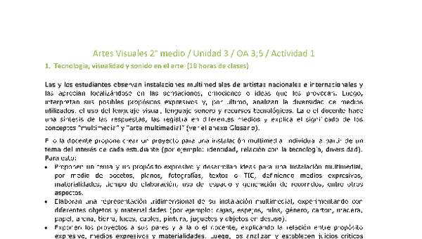 Artes Visuales 2 medio-Unidad 3-OA3;5-Actividad 1 Artes Visuales 2 medio-Unidad 3-OA3;5-Actividad 1
