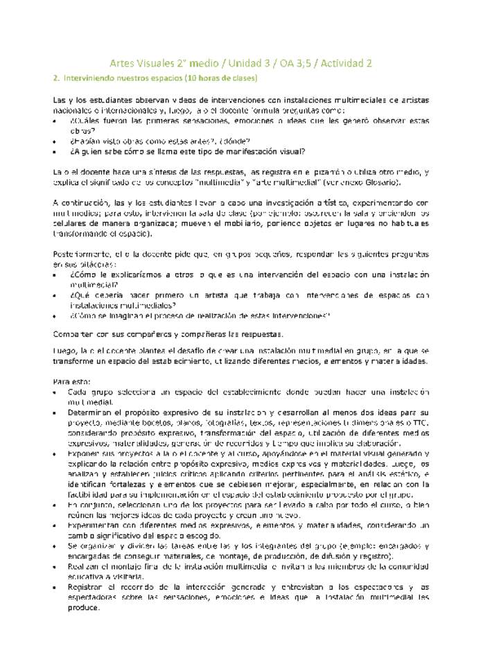 Artes Visuales 2 medio-Unidad 3-OA3;5-Actividad 2 Artes Visuales 2 medio-Unidad 3-OA3;5-Actividad 2