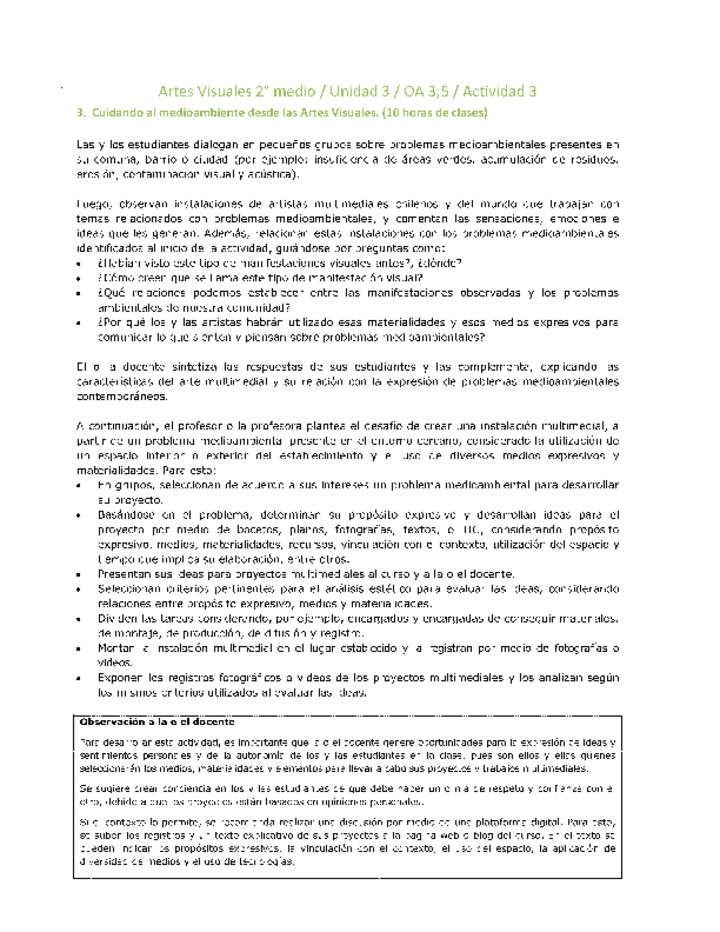 Artes Visuales 2 medio-Unidad 3-OA3;5-Actividad 3 Artes Visuales 2 medio-Unidad 3-OA3;5-Actividad 3